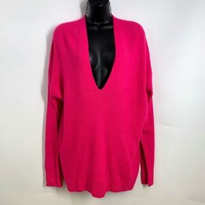 Leith Women's V Neck Long Sleeve‎ Pullover Tight Knit Sweater Size L NWT